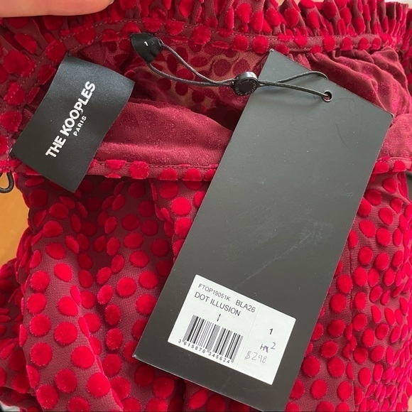 NWT The Kooples Burnout Velvet Polka Dot Puff Shoulder Peplum Long Sleeve Top - Picture 7 of 8